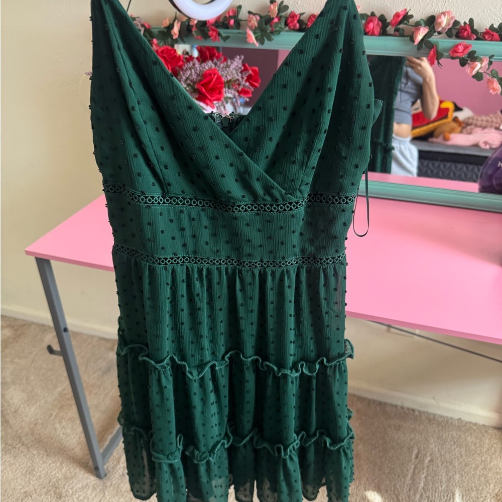 Chic Green Ruffled Dress